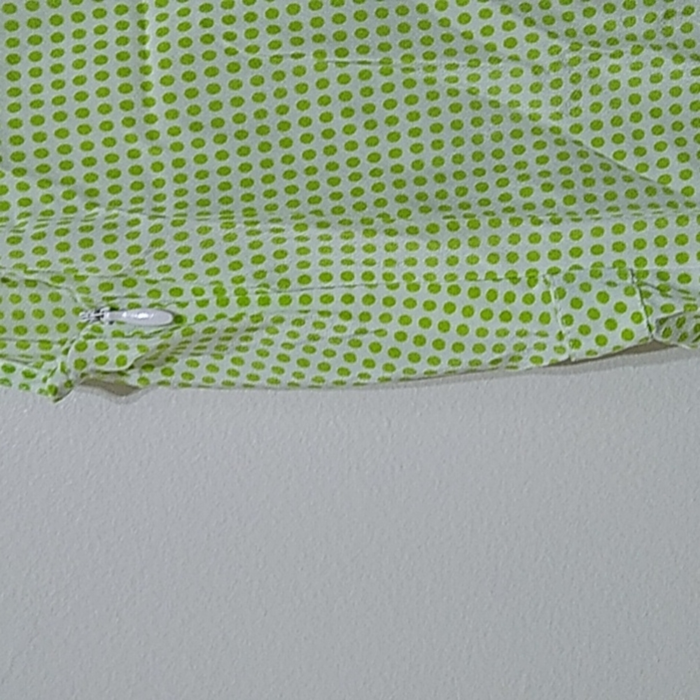 Isaac Mizrahi Vintage Silk Green Polka Dot Sleeveless Top - Picture 4 of 4